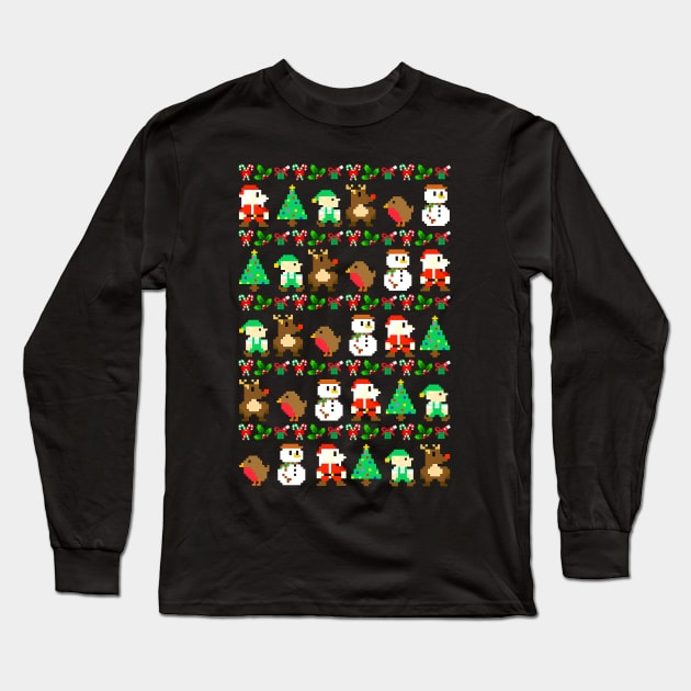 8 Bit Retro Video Game Ugly Christmas Sweater Christmas Long
